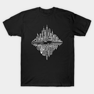 New York London Reversible Skylines - White T-Shirt